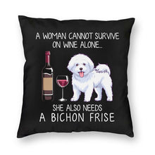 Load image into Gallery viewer, Fashion Pet Dog And Wine Cushion Cover Poodle Bulldog Dachshund Floor Pillow Case Bull Scottish Terrier Pillowcase Home Decor
