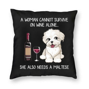 Fashion Pet Dog And Wine Cushion Cover Poodle Bulldog Dachshund Floor Pillow Case Bull Scottish Terrier Pillowcase Home Decor