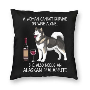 Fashion Pet Dog And Wine Cushion Cover Poodle Bulldog Dachshund Floor Pillow Case Bull Scottish Terrier Pillowcase Home Decor