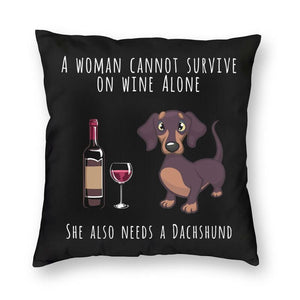 Fashion Pet Dog And Wine Cushion Cover Poodle Bulldog Dachshund Floor Pillow Case Bull Scottish Terrier Pillowcase Home Decor