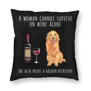 Fashion Pet Dog And Wine Cushion Cover Poodle Bulldog Dachshund Floor Pillow Case Bull Scottish Terrier Pillowcase Home Decor