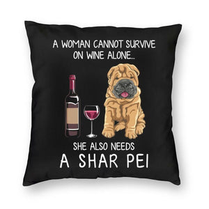 Fashion Pet Dog And Wine Cushion Cover Poodle Bulldog Dachshund Floor Pillow Case Bull Scottish Terrier Pillowcase Home Decor