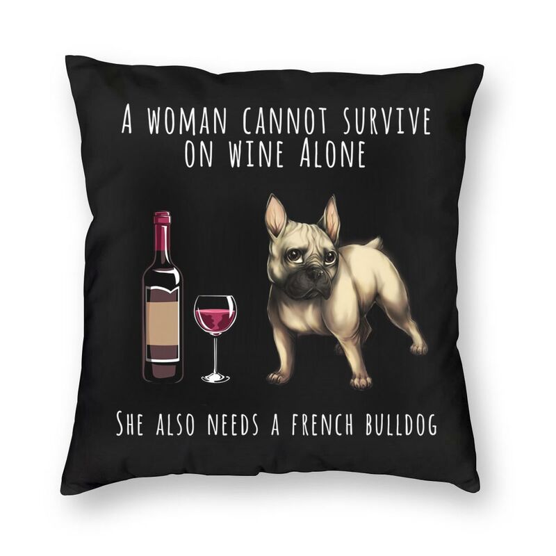 Fashion Pet Dog And Wine Cushion Cover Poodle Bulldog Dachshund Floor Pillow Case Bull Scottish Terrier Pillowcase Home Decor