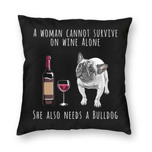 Load image into Gallery viewer, Fashion Pet Dog And Wine Cushion Cover Poodle Bulldog Dachshund Floor Pillow Case Bull Scottish Terrier Pillowcase Home Decor
