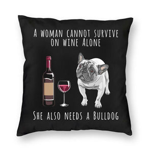 Fashion Pet Dog And Wine Cushion Cover Poodle Bulldog Dachshund Floor Pillow Case Bull Scottish Terrier Pillowcase Home Decor