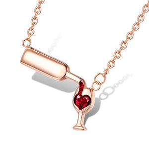 Love Wine Pendant Necklace Woman Necklaces and Pendant Cubic Zirconia Unique Design Jewelry