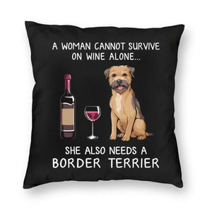 Fashion Pet Dog And Wine Cushion Cover Poodle Bulldog Dachshund Floor Pillow Case Bull Scottish Terrier Pillowcase Home Decor