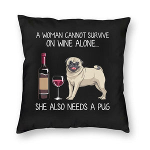 Fashion Pet Dog And Wine Cushion Cover Poodle Bulldog Dachshund Floor Pillow Case Bull Scottish Terrier Pillowcase Home Decor