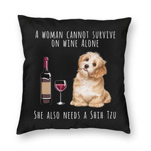 Load image into Gallery viewer, Fashion Pet Dog And Wine Cushion Cover Poodle Bulldog Dachshund Floor Pillow Case Bull Scottish Terrier Pillowcase Home Decor
