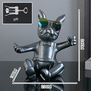 French Bulldog Wine Holder Nordic Live Room Sculpture office Dog Statue Table Decoration Dog Resin Statu Home Decor Ornament
