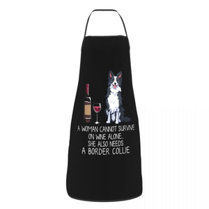 Funny Wine Apron for Women Men Unisex Bib Dog Lover Cooking Kitchen Tablier Cuisine Chef Baking