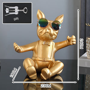 French Bulldog Wine Holder Nordic Live Room Sculpture office Dog Statue Table Decoration Dog Resin Statu Home Decor Ornament