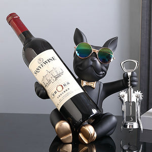 French Bulldog Wine Holder Nordic Live Room Sculpture office Dog Statue Table Decoration Dog Resin Statu Home Decor Ornament