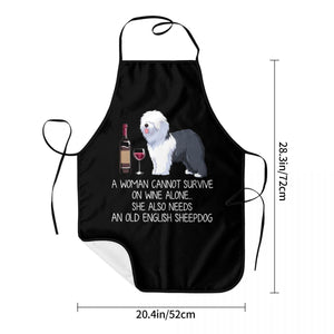 Funny Wine Apron for Women Men Unisex Bib Dog Lover Cooking Kitchen Tablier Cuisine Chef Baking