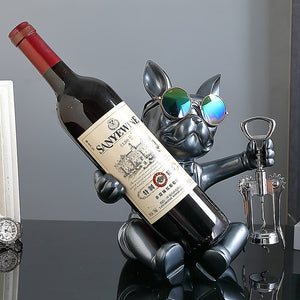 French Bulldog Wine Holder Nordic Live Room Sculpture office Dog Statue Table Decoration Dog Resin Statu Home Decor Ornament
