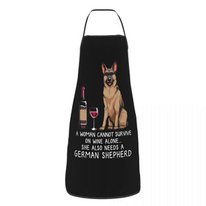 Funny Wine Apron for Women Men Unisex Bib Dog Lover Cooking Kitchen Tablier Cuisine Chef Baking