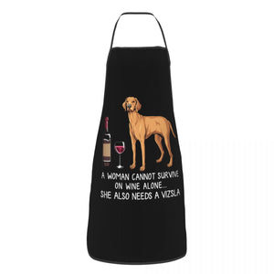 Funny Wine Apron for Women Men Unisex Bib Dog Lover Cooking Kitchen Tablier Cuisine Chef Baking