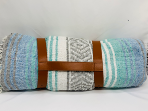 New Designs Mexican Wine Blanket with Leather Carrier