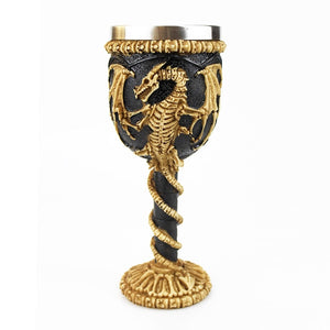 Gothic Wine Goblet Contain Dragon Claw Viking Skeleton Retro Stainless Steel&Resin Wine Glass BEST Halloween Gifts Bar Drinkware
