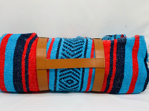 New Designs Mexican Wine Blanket with Leather Carrier